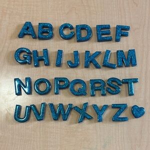 Set of Magnetic Glittery Blue Alphabet Letters